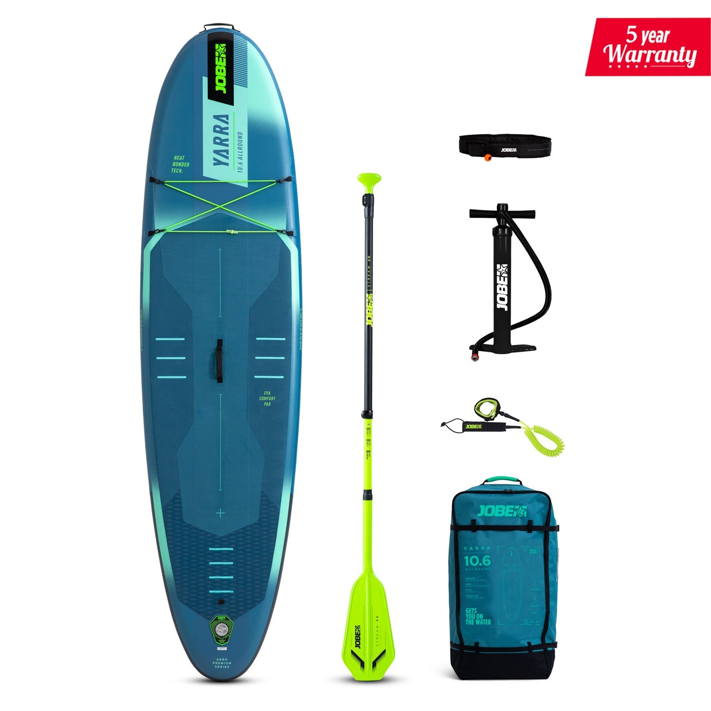 Jobe Aero Yarra SUP Board 10.6 Pakket Steel Blue β Duurzaam en Veelzijdig SUP Board